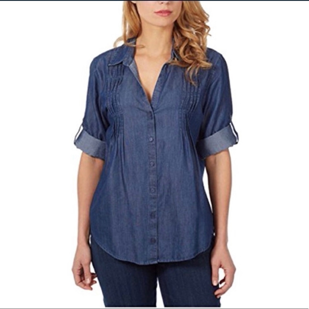 VINTAGE AMERICA•dark blue button down shirt size L